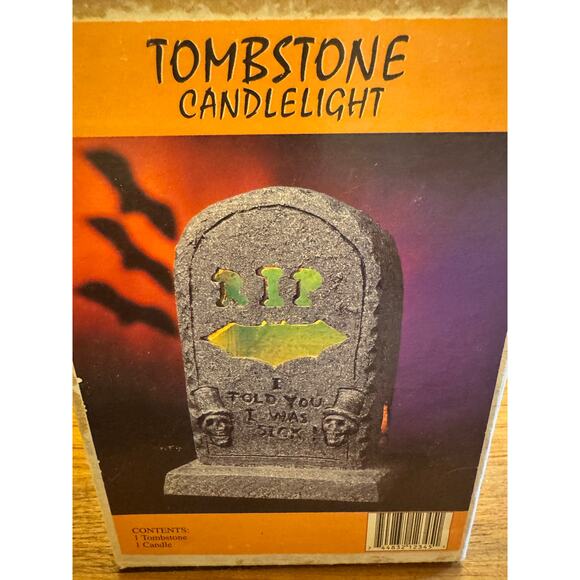 R.I.P Tombstone Clay Tea Light Candle Holder - Picture 1 of 8